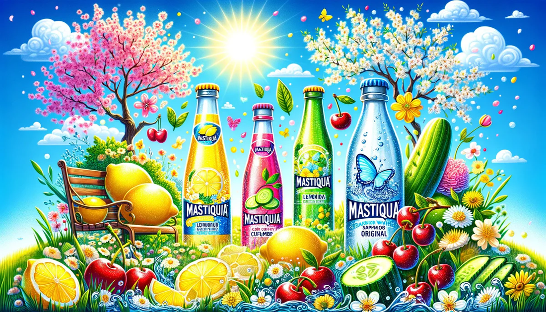 Embrace the Essence of Spring: Mastiqua Sparkling Waters and Flavors.